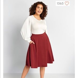 Modcloth Just This Sway A-Line Skirt in Maroon